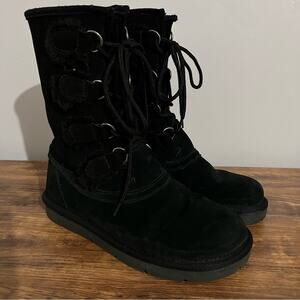 Bunny Black Winter Lace-up Faux Fur Boots | Women’s Size 7